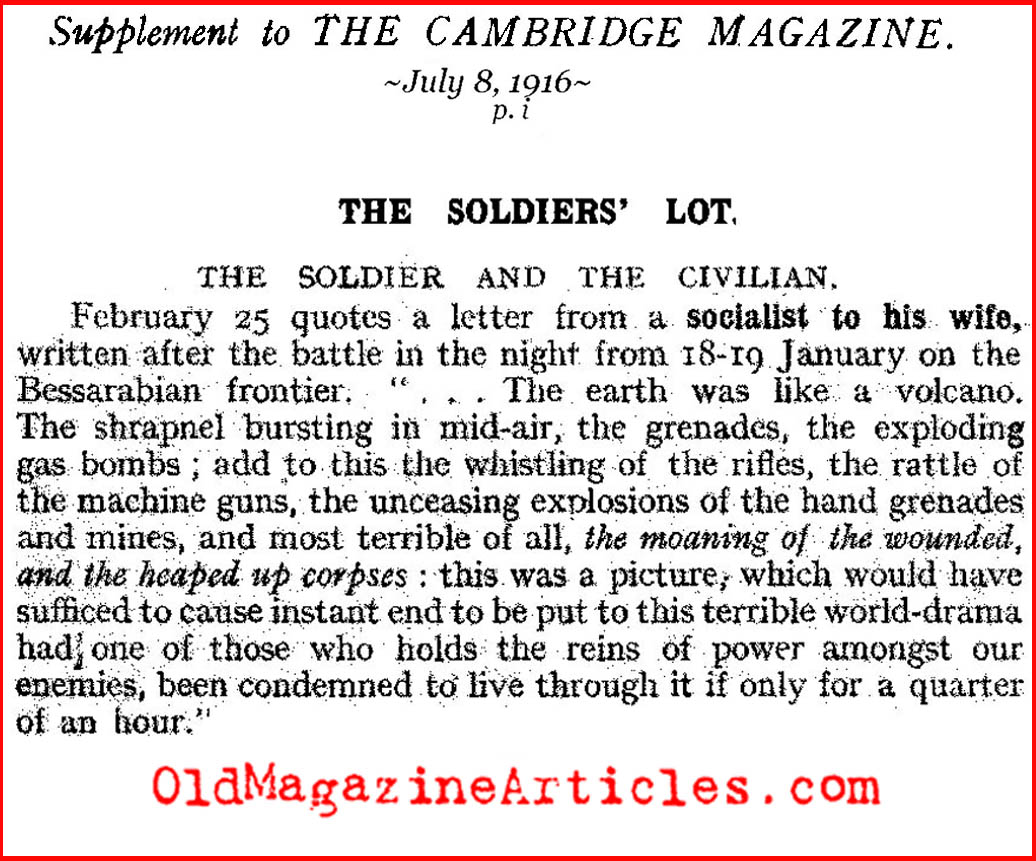 The Noises of Battle (The Cambridge Magazine, 1916)